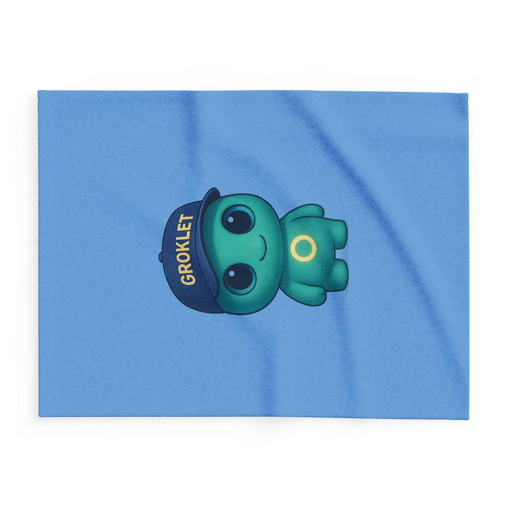 Fleece Blanket — Cute Groklet Throw Blanket (Blue)