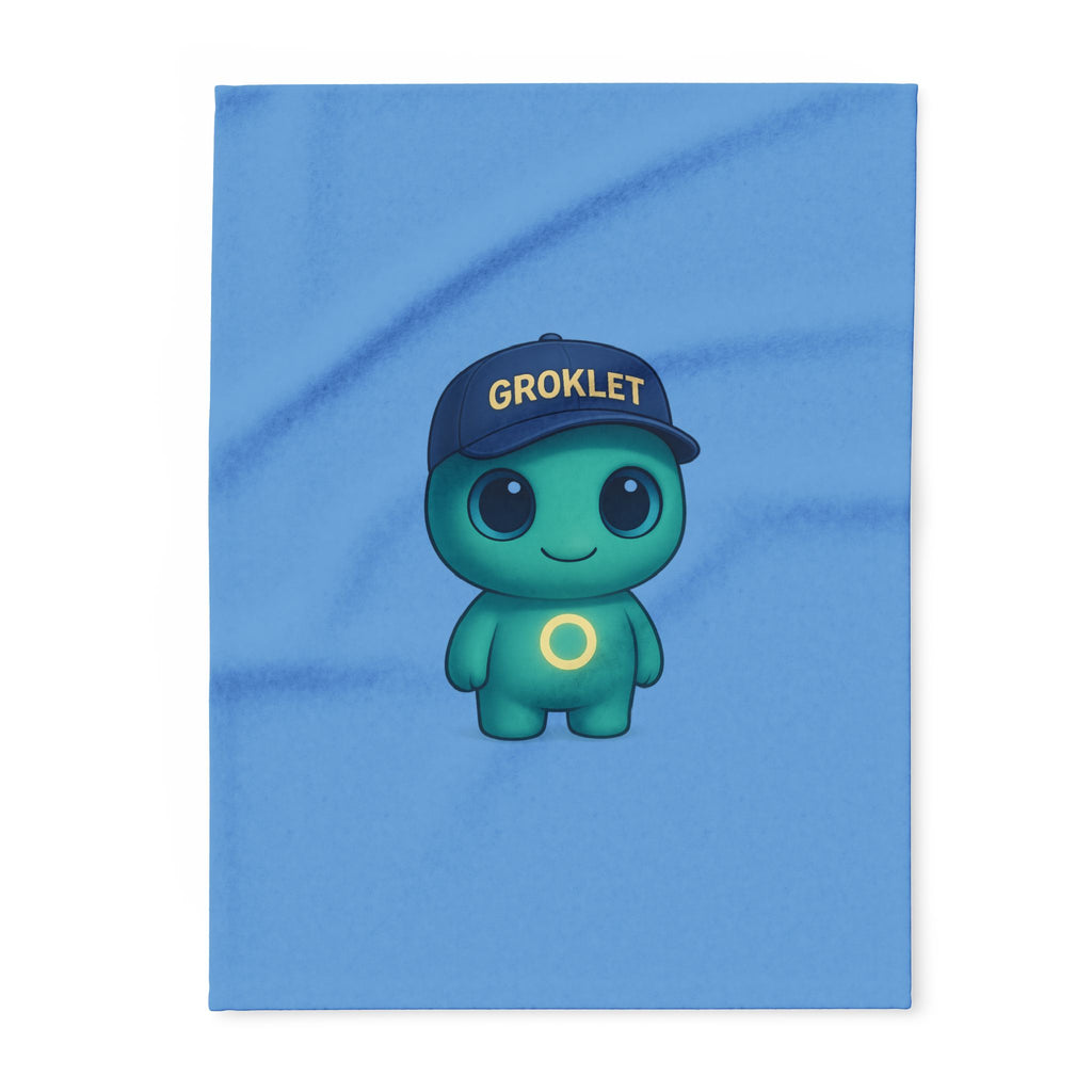 Fleece Blanket — Cute Groklet Throw Blanket (Blue)